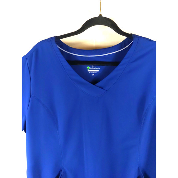 Helping Hands 360 Women's Scrub Top Size 3 X Navy Blue Medical - Picture 2 of 7